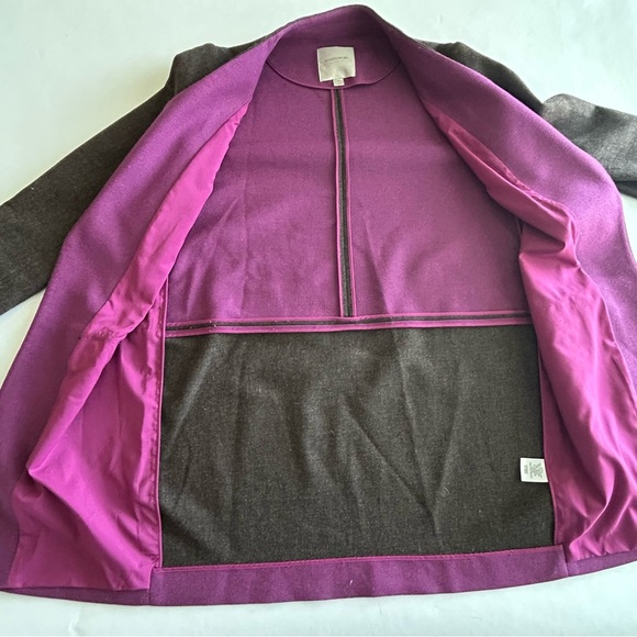 Nordstrom Collection Coat Open Long Sleeve Wool Blend Colorblock Size Small - Picture 4 of 5